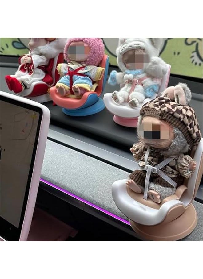 Car Seat Protector for 17cm Labubu Doll, Desktop Ornament Set with Accessories,Protects Dolls, Perfect for Car Decoration and Display,Suitable for 17-cm Dolls (Pink Yellow)