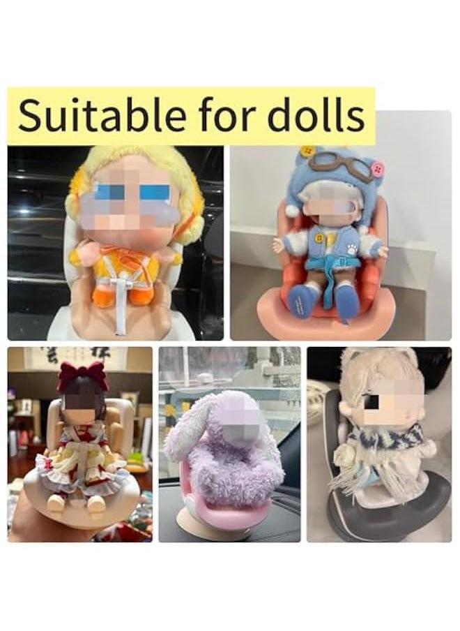 Car Seat Protector for 17cm Labubu Doll, Desktop Ornament Set with Accessories,Protects Dolls, Perfect for Car Decoration and Display,Suitable for 17-cm Dolls (Pink Yellow)