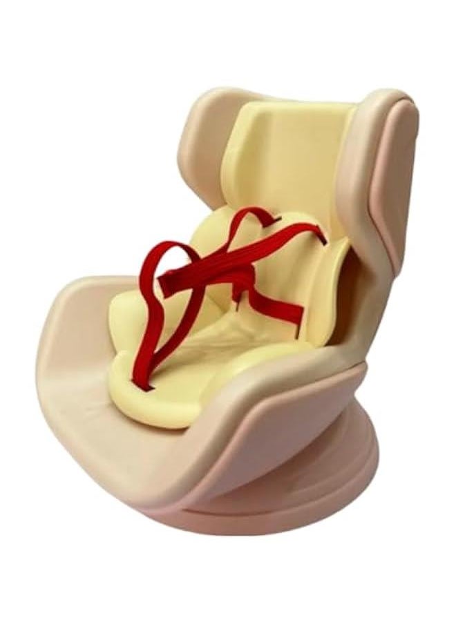 Car Seat Protector for 17cm Labubu Doll, Desktop Ornament Set with Accessories,Protects Dolls, Perfect for Car Decoration and Display,Suitable for 17-cm Dolls (Pink Yellow)