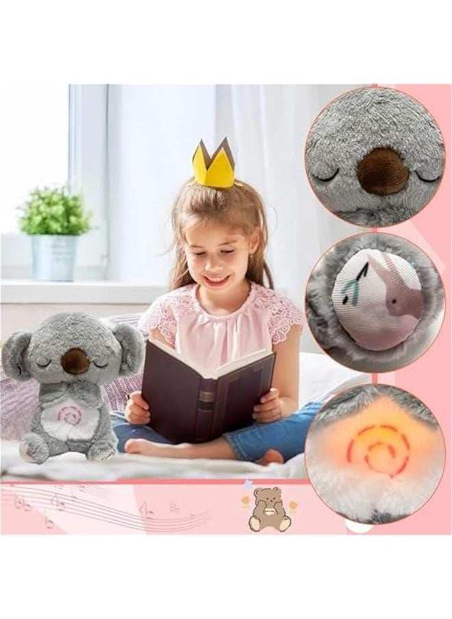 Relief Koala, Relief Koala Breathing Stuffed Animal Baby Sound Machine Soother Koala Bear Anxiety Relief Koala Breathing with Sensory Music Lights Rhythmic Breathing Motion (Koala-Pink)