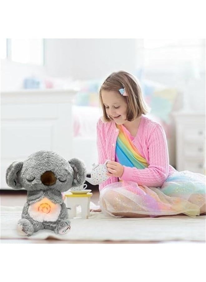 Relief Koala, Relief Koala Breathing Stuffed Animal Baby Sound Machine Soother Koala Bear Anxiety Relief Koala Breathing with Sensory Music Lights Rhythmic Breathing Motion (Koala-Pink)