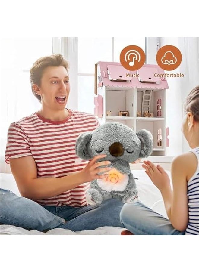 Relief Koala, Relief Koala Breathing Stuffed Animal Baby Sound Machine Soother Koala Bear Anxiety Relief Koala Breathing with Sensory Music Lights Rhythmic Breathing Motion (Koala-Pink)