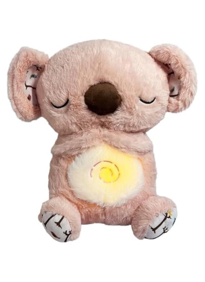 Relief Koala, Relief Koala Breathing Stuffed Animal Baby Sound Machine Soother Koala Bear Anxiety Relief Koala Breathing with Sensory Music Lights Rhythmic Breathing Motion (Koala-Pink)