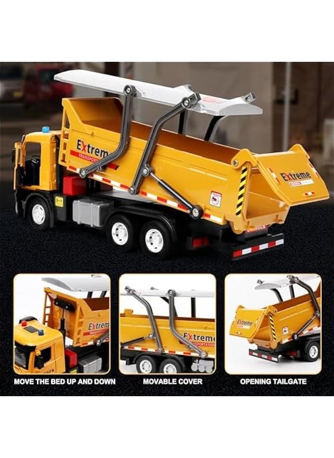 Dump Truck Toy for Kids 3-5,with Metal Cab,Kids Toy Cars with Lights and Sounds,Toy Truck Gift for Boy Age 2 3 4 5 Years Old