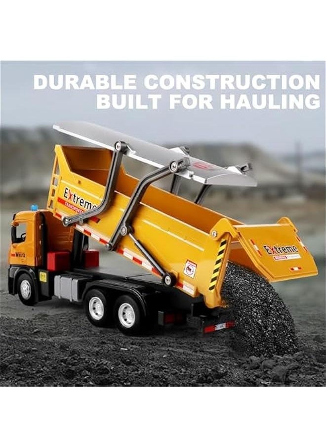 Dump Truck Toy for Kids 3-5,with Metal Cab,Kids Toy Cars with Lights and Sounds,Toy Truck Gift for Boy Age 2 3 4 5 Years Old