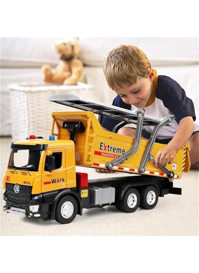 Dump Truck Toy for Kids 3-5,with Metal Cab,Kids Toy Cars with Lights and Sounds,Toy Truck Gift for Boy Age 2 3 4 5 Years Old