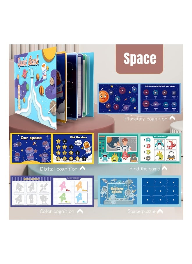 4-Pack DIY Quiet Book for Toddlers, Montessori Busy Book for Kids to Enhance Learning Skills with Dinosaur, Sea, and Space Activities - Educational Toys for Preschool Development.