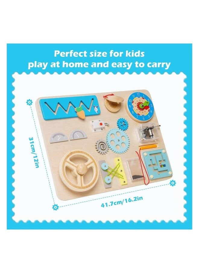 Wooden Montessori Busy Board, for Toddlers Play, Educational Toys Preschool Learning Activities, Motor Skills Travel Toy Gifts, Kids Boys Girls(1 Pack)