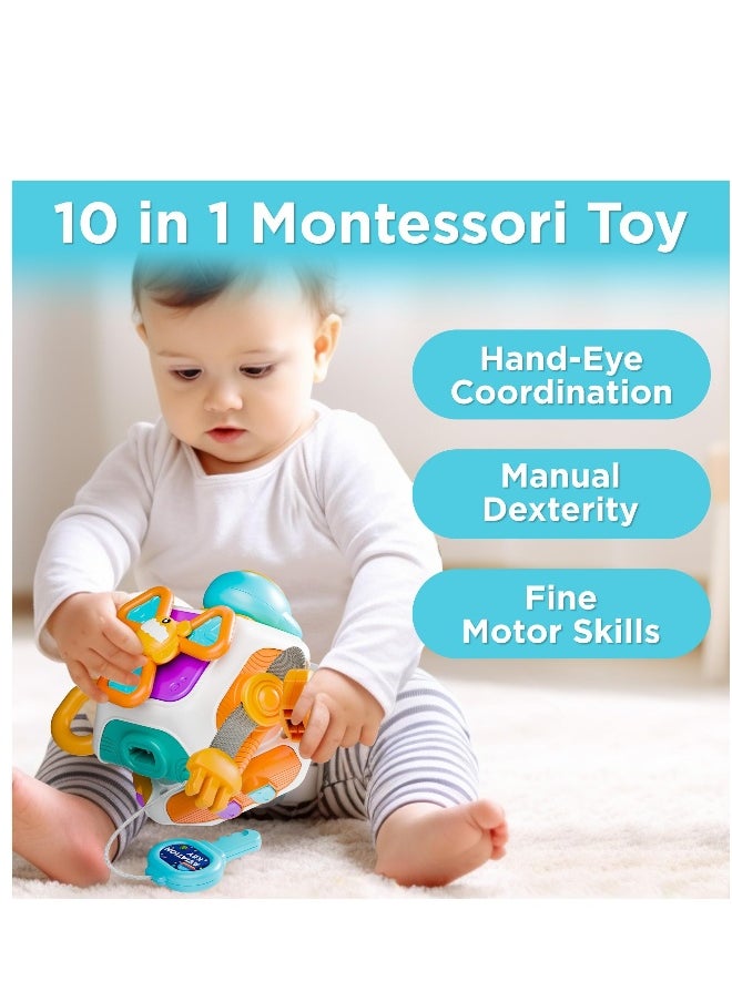 Baby Busy Cubefor Toddler 1-3, Montessori Sensory Toys Infant Carseat Toy Plane Travel Toy Educational Learning Cube Travel Busy Board Educational Infant Toy Infant Montessori Cube Baby Plane Toy