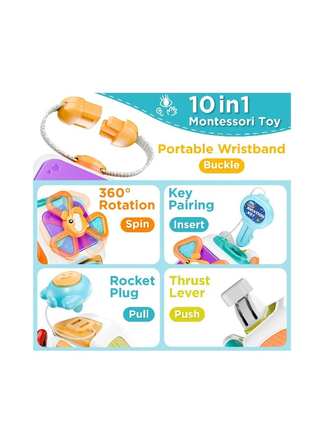 Baby Busy Cubefor Toddler 1-3, Montessori Sensory Toys Infant Carseat Toy Plane Travel Toy Educational Learning Cube Travel Busy Board Educational Infant Toy Infant Montessori Cube Baby Plane Toy
