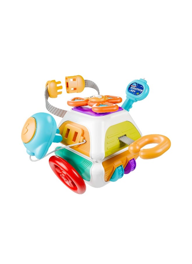 Baby Busy Cubefor Toddler 1-3, Montessori Sensory Toys Infant Carseat Toy Plane Travel Toy Educational Learning Cube Travel Busy Board Educational Infant Toy Infant Montessori Cube Baby Plane Toy