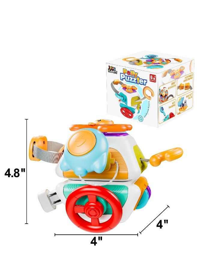 Baby Busy Cubefor Toddler 1-3, Montessori Sensory Toys Infant Carseat Toy Plane Travel Toy Educational Learning Cube Travel Busy Board Educational Infant Toy Infant Montessori Cube Baby Plane Toy