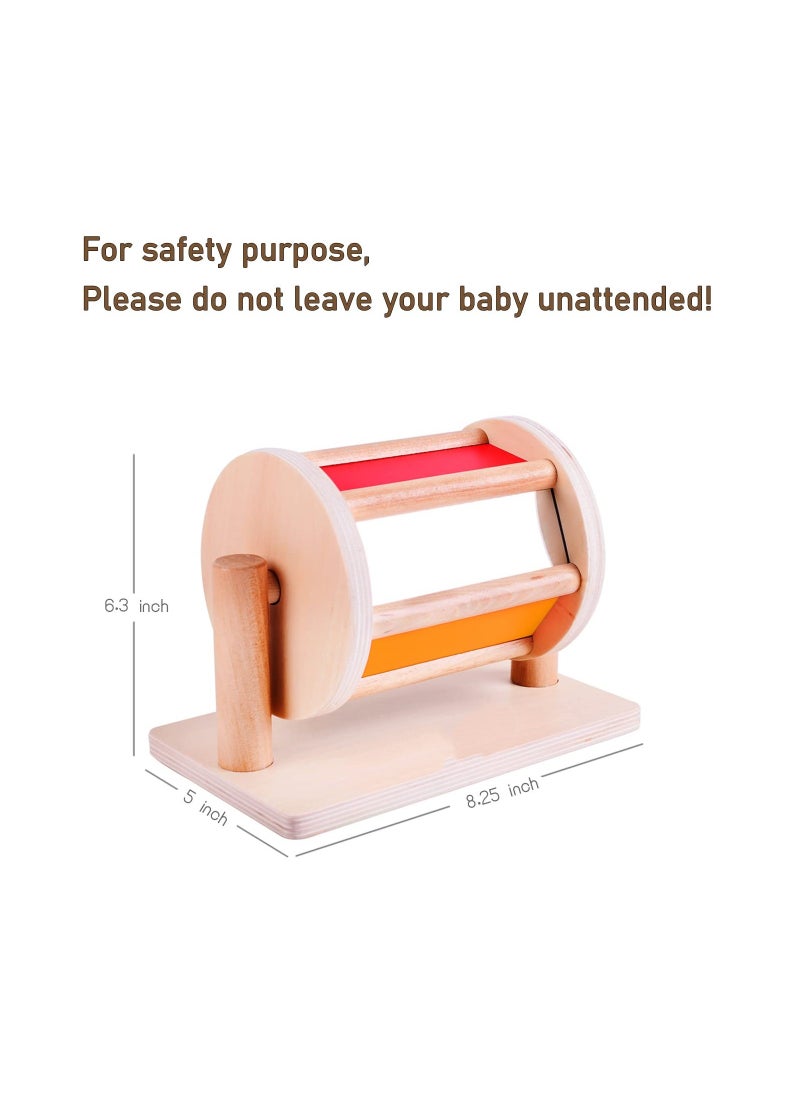Montessori Spinning Drum Toy for 6 Month Baby Infant, Infant Developmental Wooden Toy Montessori-inspired Baby Toy Educational Spinning Drum Montessori Toy for Boy Girls Christmas Birthday Gift