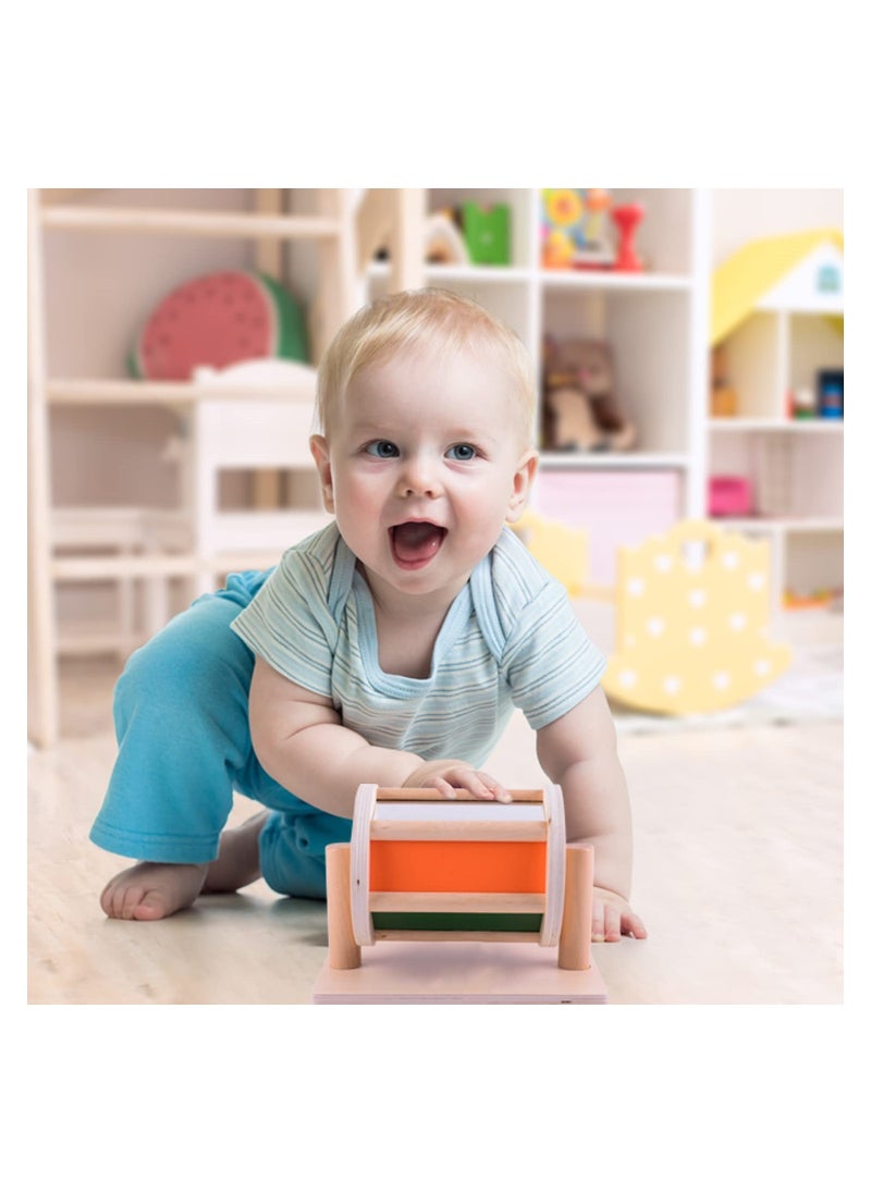 Montessori Spinning Drum Toy for 6 Month Baby Infant, Infant Developmental Wooden Toy Montessori-inspired Baby Toy Educational Spinning Drum Montessori Toy for Boy Girls Christmas Birthday Gift