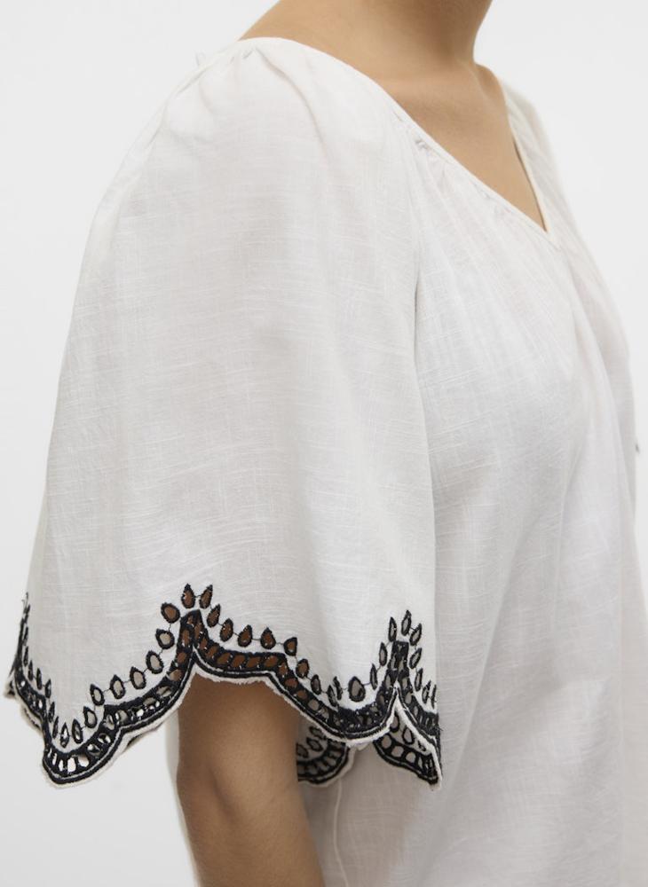 V-Neck Drawstring Detailed Top