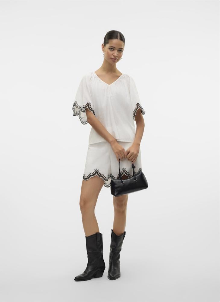 V-Neck Drawstring Detailed Top