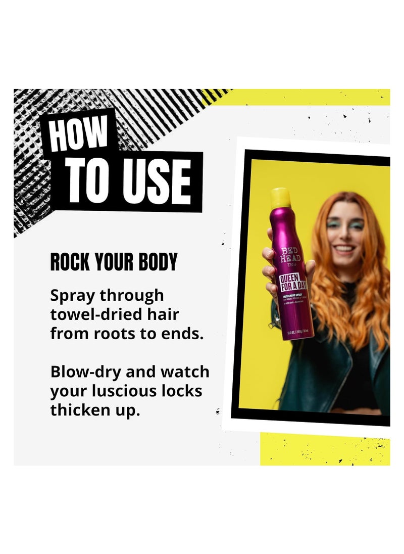 Bed Head by TIGI Queen For A Day Volume Spray, Texture Spray for Hair, Hair Thickening Spray for Fine, Flat And Thin Hair - 311 ml