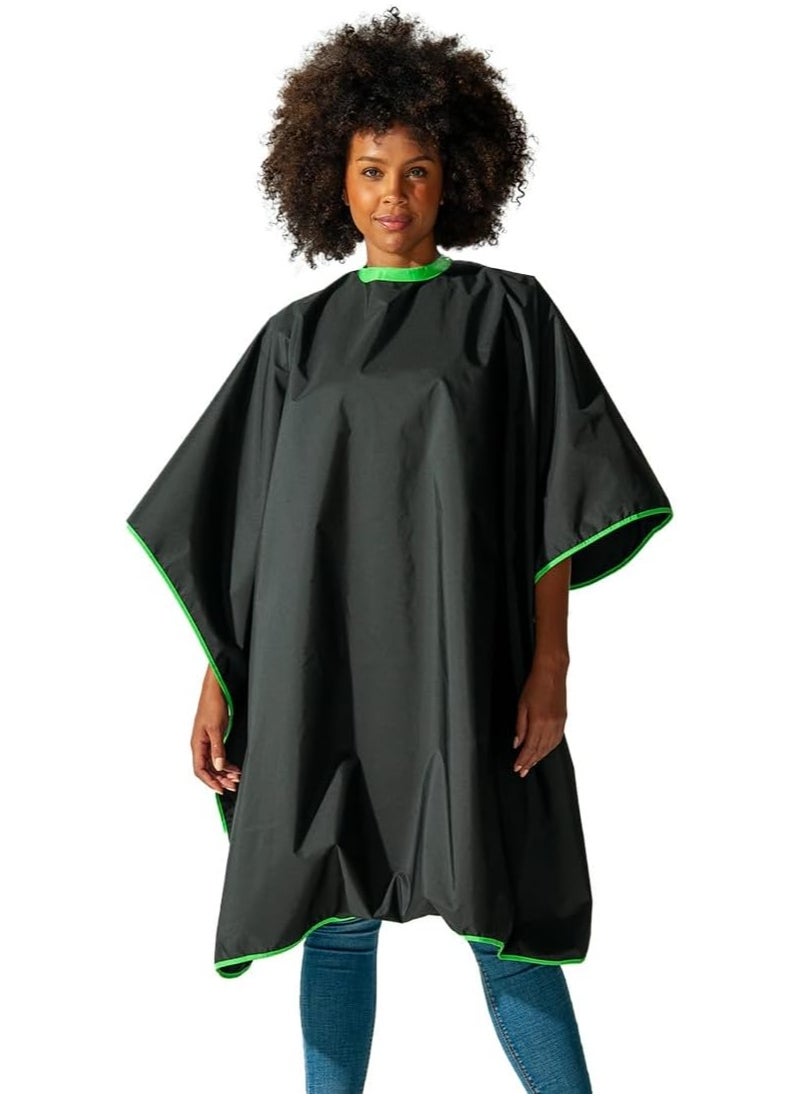 Colortrak Eco Collection All-Purpose Cutting/Styling Cape, 57.5” L x 49” W, Waterproof and Bleach-proof, Made out of 100% Recycled Fabric, Black Color