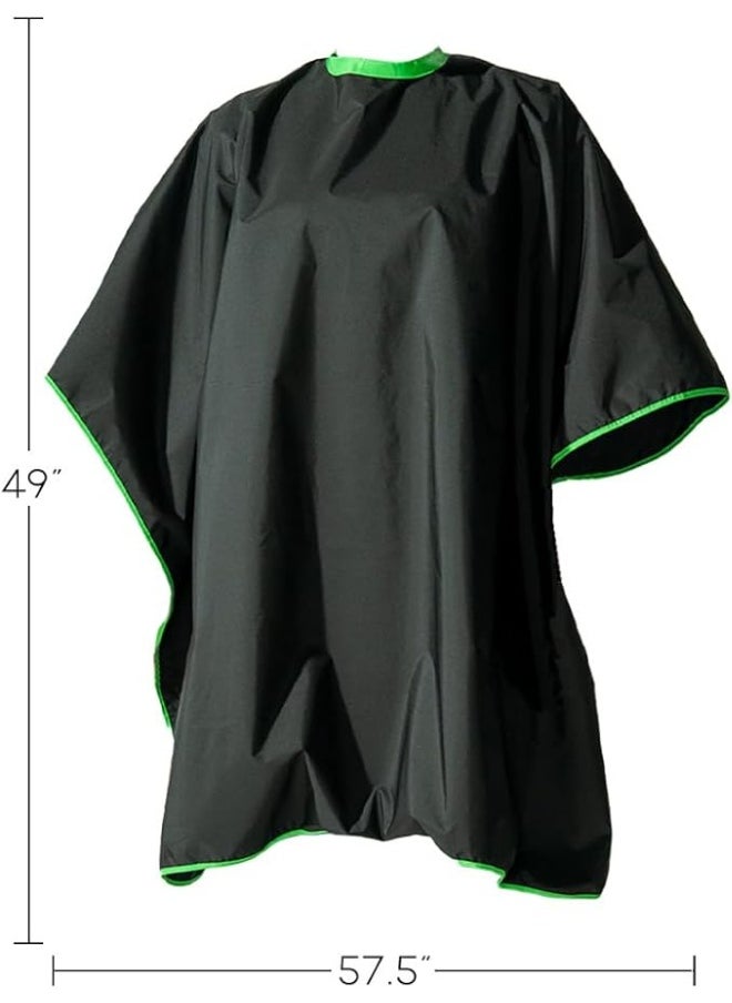 Colortrak Eco Collection All-Purpose Cutting/Styling Cape, 57.5” L x 49” W, Waterproof and Bleach-proof, Made out of 100% Recycled Fabric, Black Color