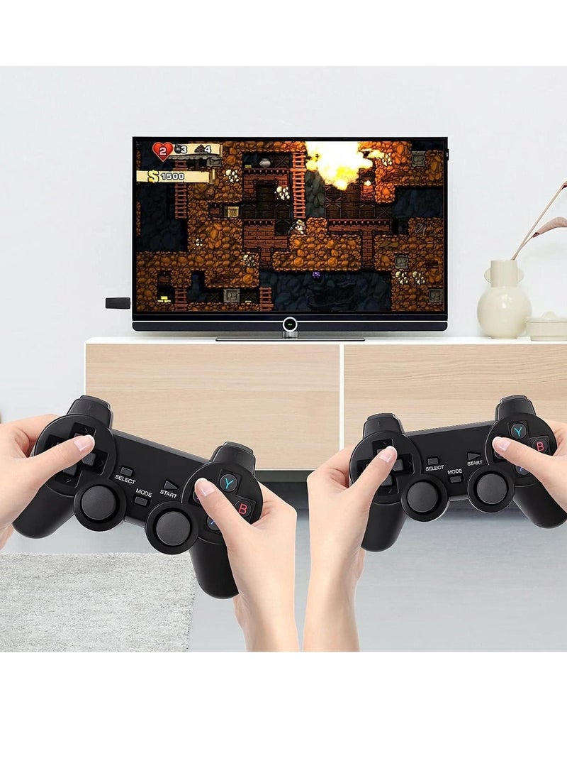4K game console with dual 2.4G wireless controllers, plug-and-play video game stick, built-in 3,500 games, 9 classic emulators, high-definition HDMI output for TV