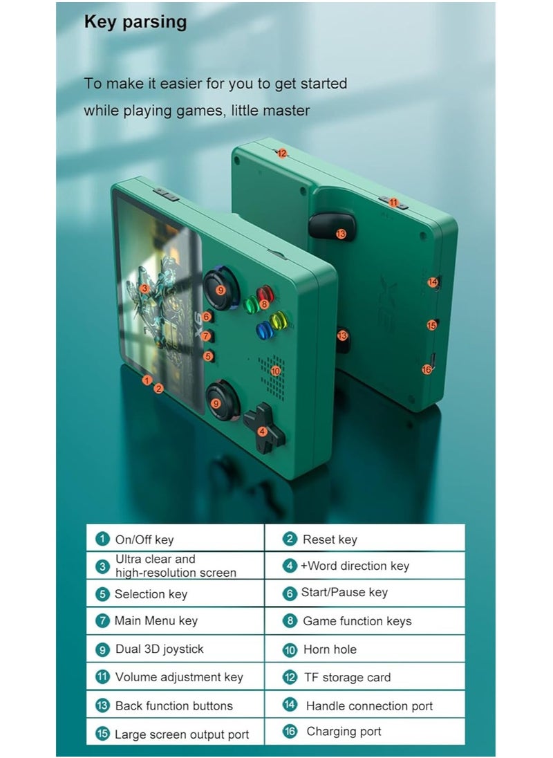 X6 Handheld Game Console, Retro Game Console, Supports TV Output, Built-in 32GB Cassic Games (10000+), 3.5-inch OCA IPS Screen, Dual 3D Joystick, 11 Emulators (Black)
