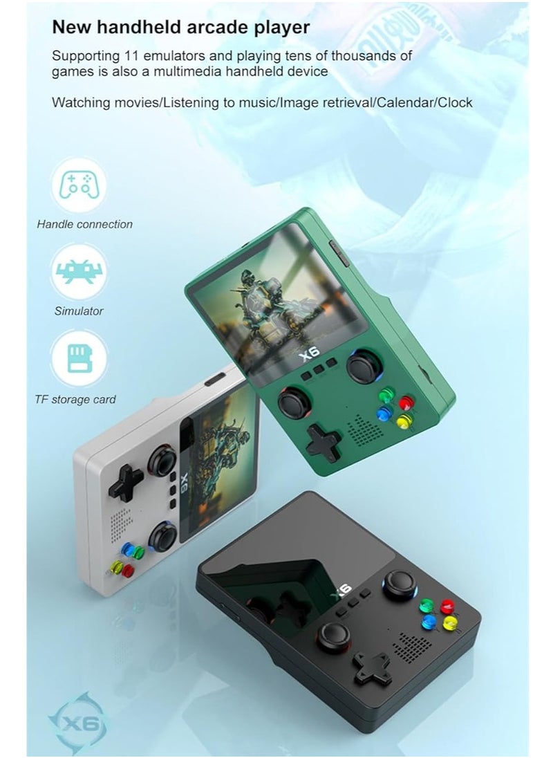 X6 Handheld Game Console, Retro Game Console, Supports TV Output, Built-in 32GB Cassic Games (10000+), 3.5-inch OCA IPS Screen, Dual 3D Joystick, 11 Emulators (Black)
