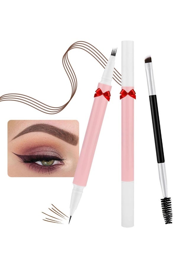 BINGBRUSH 2-in-1 Dual-Ended Eyebrow Pencil for Women, Micro 4 Point and Precise Brush - Eye Makeup Lift & Snatch Long-Lasting Waterproof Natural Eyebrow Hair (1Pc 04# Brown)
