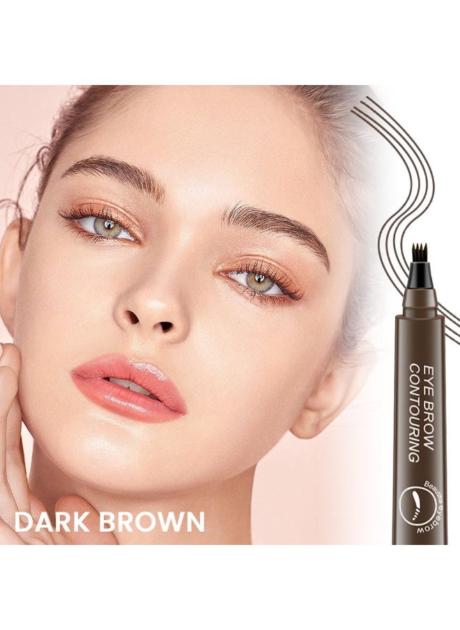 BINGBRUSH Eyebrow Pencil Micro 4 Point Ink Pen by Brow Stylist - Eye Makeup Lift & Snatch Eyebrow Pen Kits Long-Lasting Waterproof Natural Eyebrow Hair (1Pc 02# Dark brown)