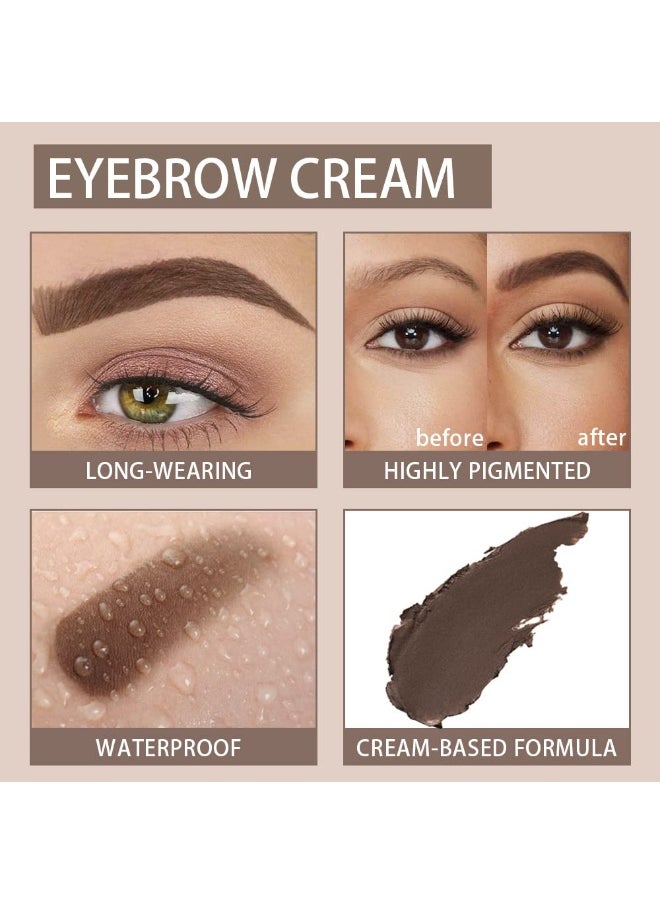 evpct 2Pcs Eyebrow Gel Pomade Dark brown Shaping Kit with Dual-ended Brush Long Lasting Waterproof, Colored Eyebrow Styling Gel Paint Pencil Tinting pintura de cejas, Dark Brown