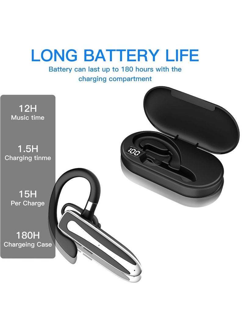 Bluetooth Headset For Cell Phone Wireless Bluetooth 5.1 Earpiece Single-Ear Headset Hands-Free Earphones For Office Driving Calling Compatible Android/iPhone.