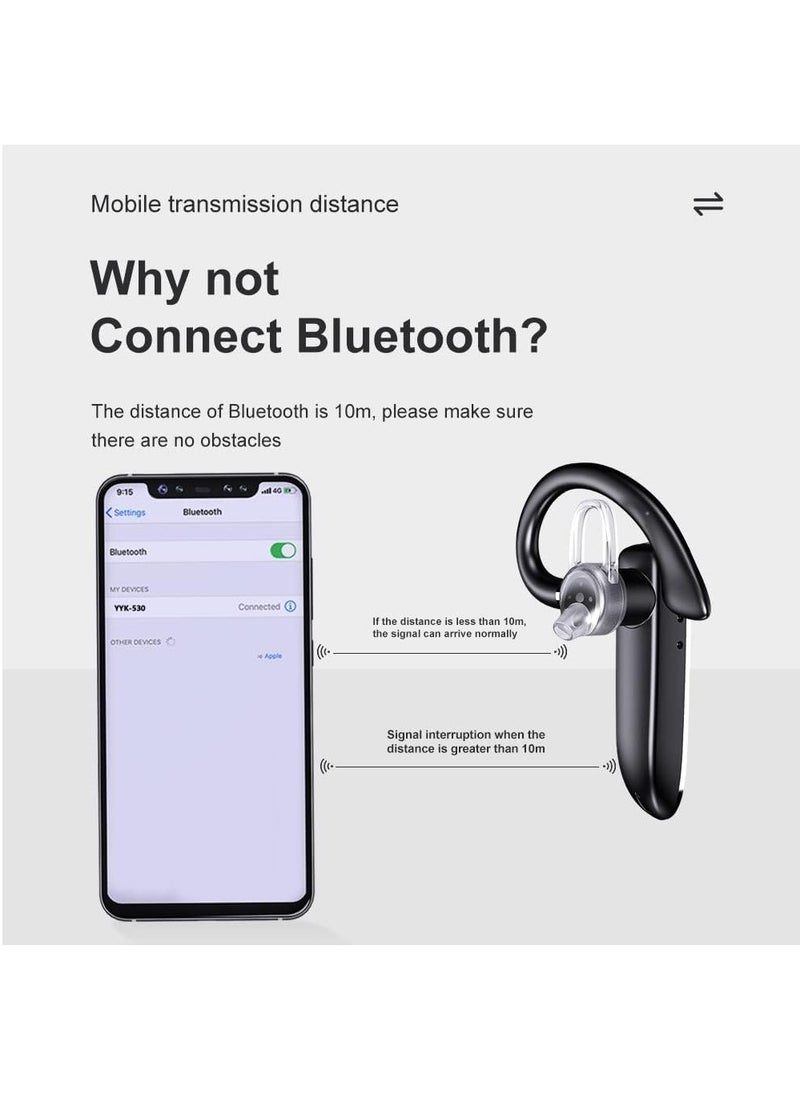 Bluetooth Headset For Cell Phone Wireless Bluetooth 5.1 Earpiece Single-Ear Headset Hands-Free Earphones For Office Driving Calling Compatible Android/iPhone.