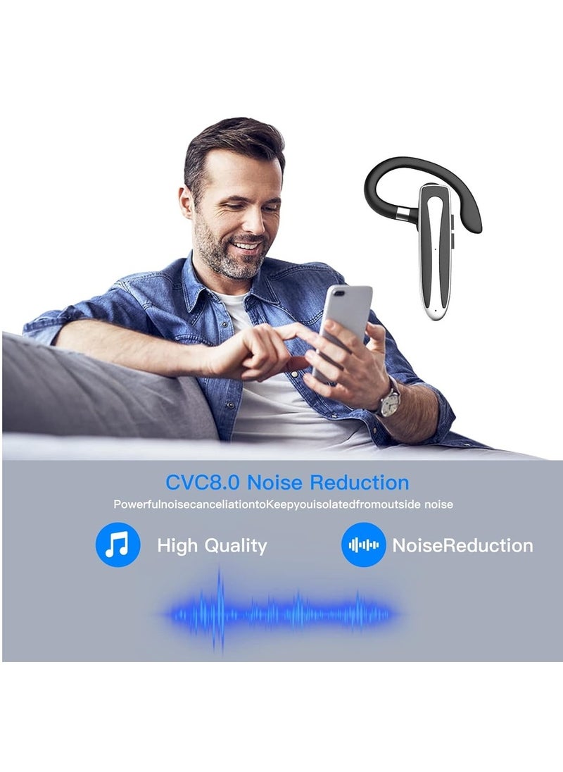 Bluetooth Headset For Cell Phone Wireless Bluetooth 5.1 Earpiece Single-Ear Headset Hands-Free Earphones For Office Driving Calling Compatible Android/iPhone.