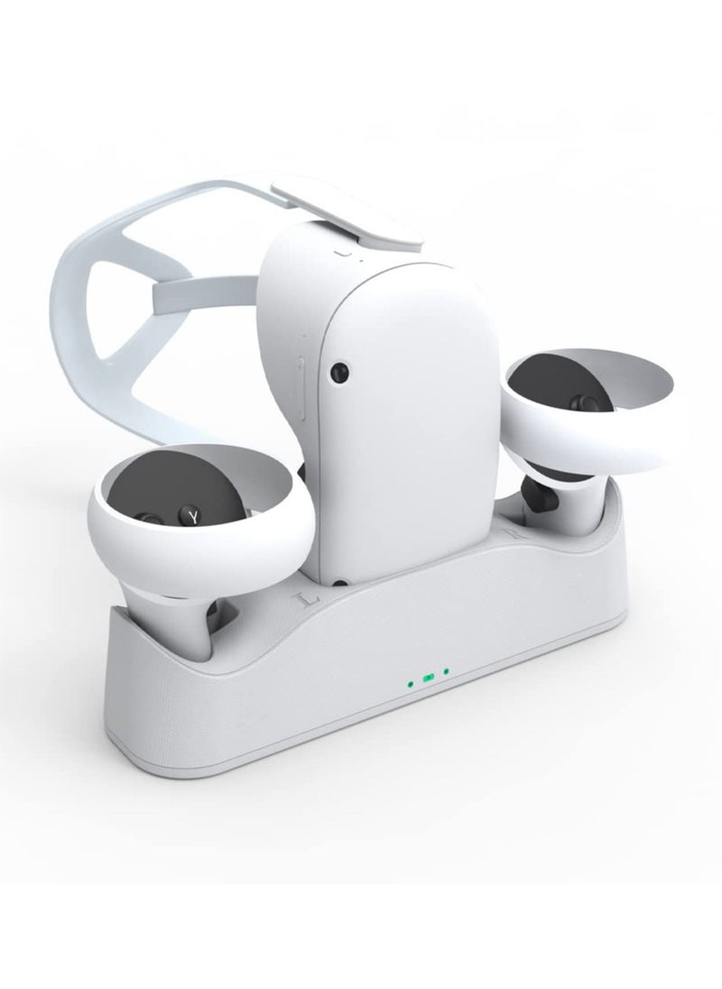 SYOSI Charging Dock Set for Oculus Quest 2, Includes 2 Rechargeable Batteries and Covers, Support Magnetic Dual Controller Charging Headset and Grip