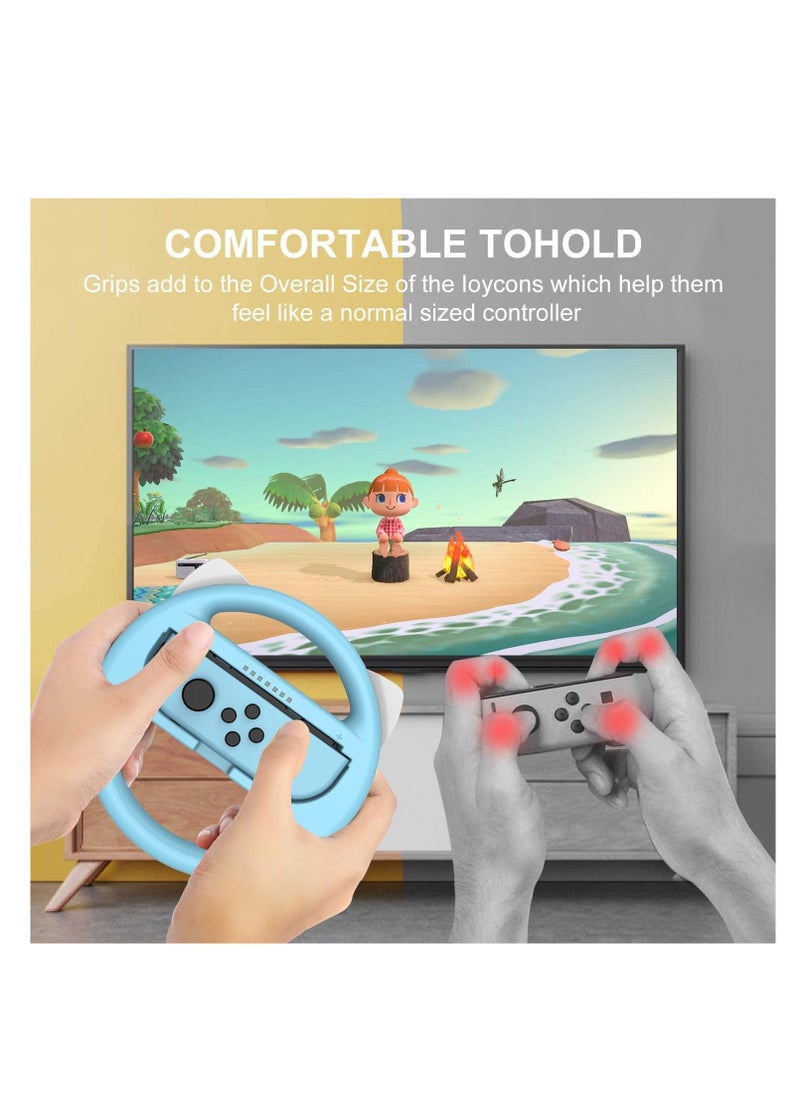 Switch Grip Kit Switch Steering Wheel for Controller Hand Grips for Nintendo Switch Controllers Comfort Racing Wheels Mario Kart 8 Deluxe Nintendo Switch Accessories 4 Pack