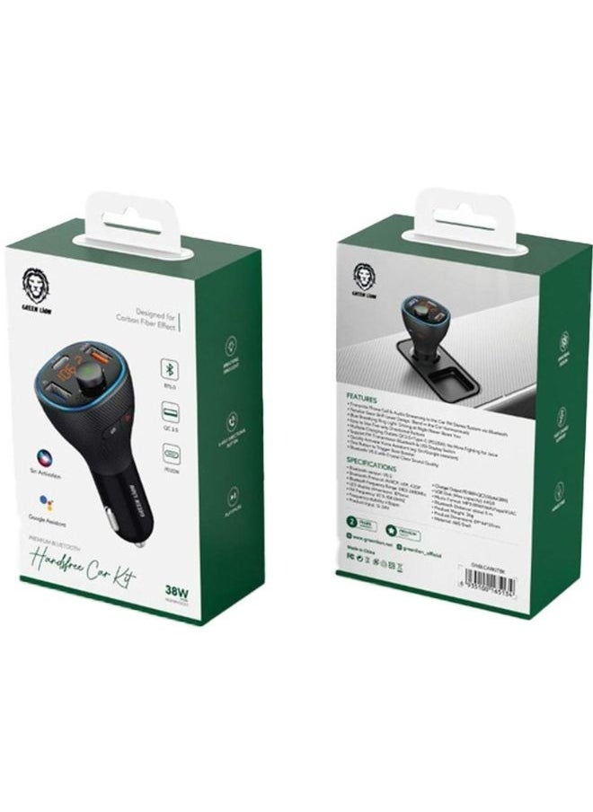 Green Lion FM Transmitter Car Kit with Bluetooth, Dual USB Ports, and QC3.0 + PD 20W – 38W Output