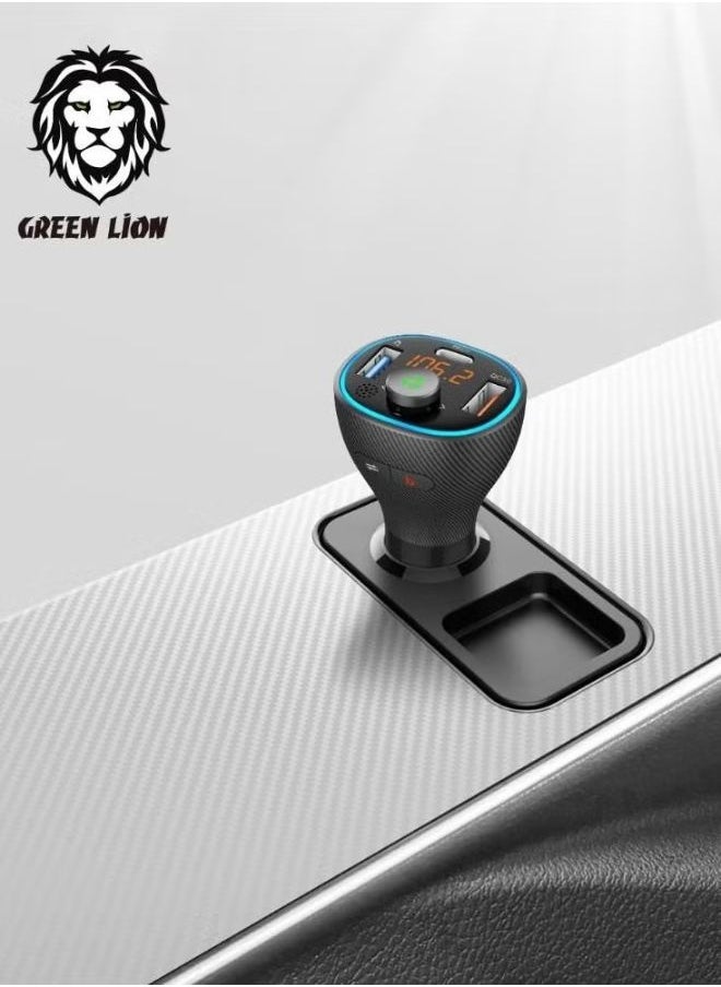Green Lion FM Transmitter Car Kit with Bluetooth, Dual USB Ports, and QC3.0 + PD 20W – 38W Output