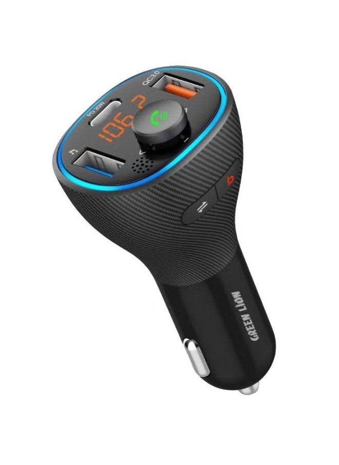 Green Lion FM Transmitter Car Kit with Bluetooth, Dual USB Ports, and QC3.0 + PD 20W – 38W Output