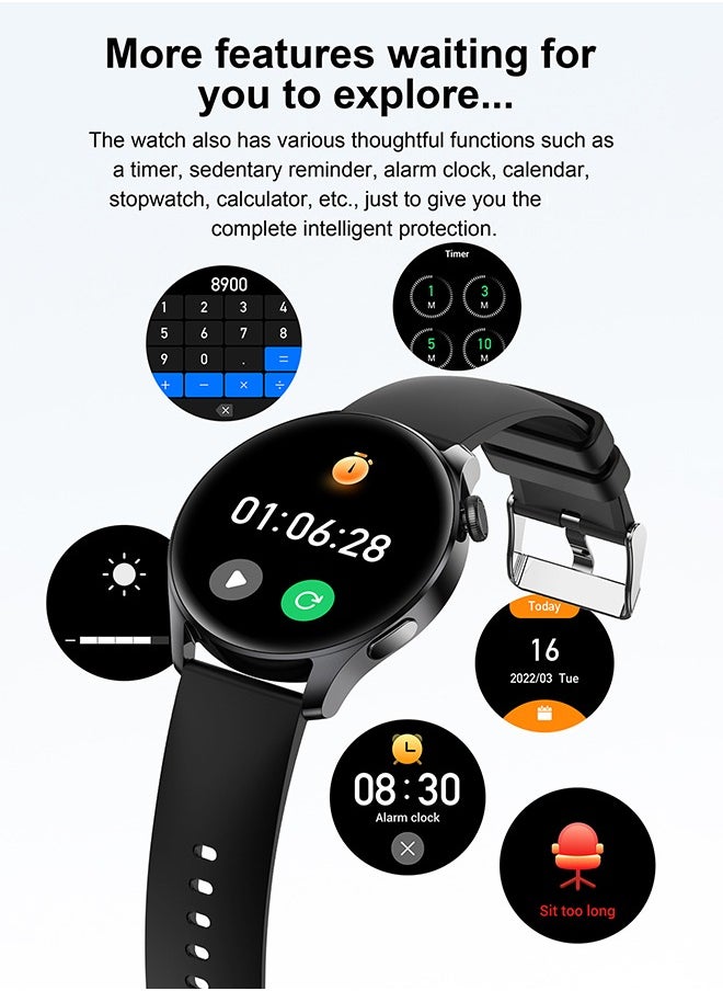 Smart Watch 1.53 inch men's and women's smart watches with Bluetooth for making/answering calls, fitness mode and sleep mode, multiple applications, information reminders, multiple languages, 280mAh