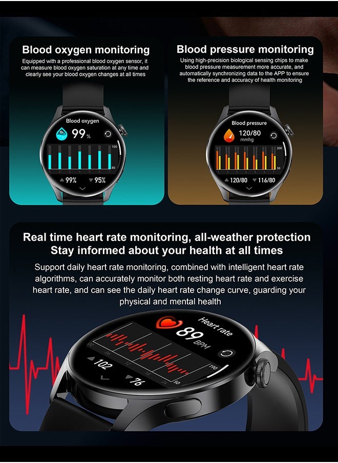 Smart Watch 1.53 inch men's and women's smart watches with Bluetooth for making/answering calls, fitness mode and sleep mode, multiple applications, information reminders, multiple languages, 280mAh