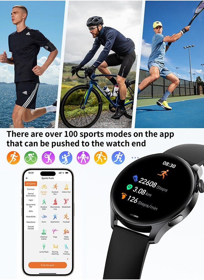 Smart Watch 1.53 inch men's and women's smart watches with Bluetooth for making/answering calls, fitness mode and sleep mode, multiple applications, information reminders, multiple languages, 280mAh