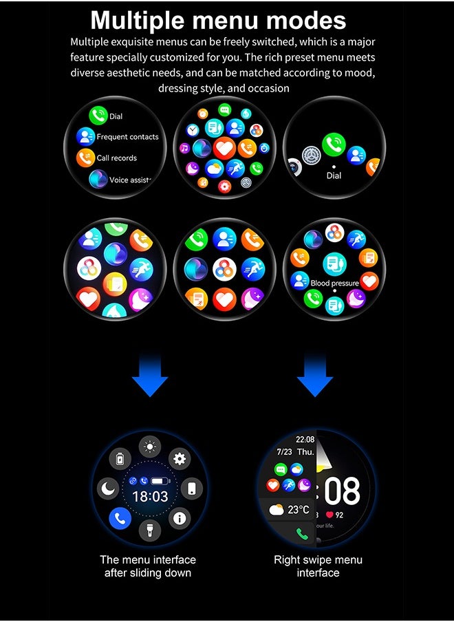 Smart Watch 1.53 inch men's and women's smart watches with Bluetooth for making/answering calls, fitness mode and sleep mode, multiple applications, information reminders, multiple languages, 280mAh
