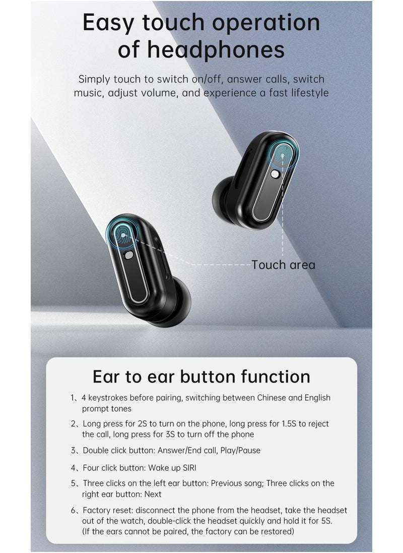 2-in-1 Smartwatch with TWS Bluetooth Earphones – Wireless Dual-Ear HD Calls, Music Playback, IP67 Waterproof, 1.39