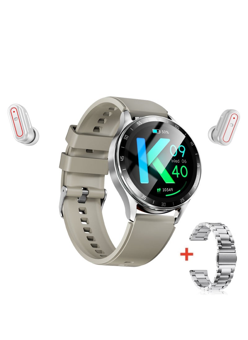 2-in-1 Smartwatch with TWS Bluetooth Earphones – Wireless Dual-Ear HD Calls, Music Playback, IP67 Waterproof, 1.39