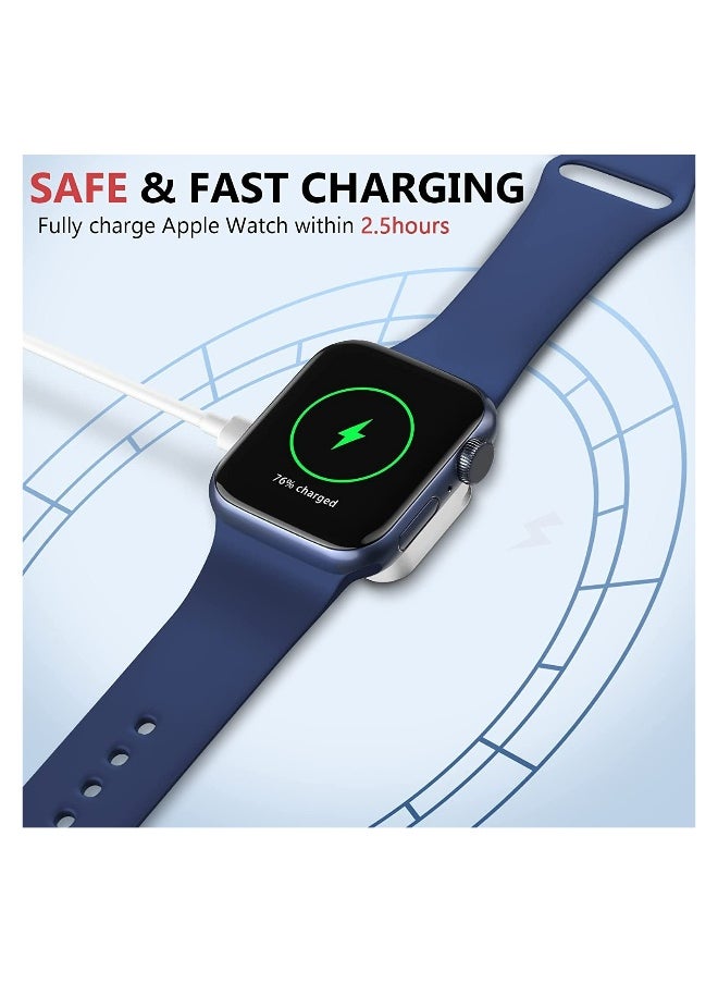 Magnetic Wireless Charger for Apple Watch Series 7/6/5/4/3/2/1/SE, Dual Port Mini Charger with USB Adapter, Fast Charging Keychain for Travel (Silver)