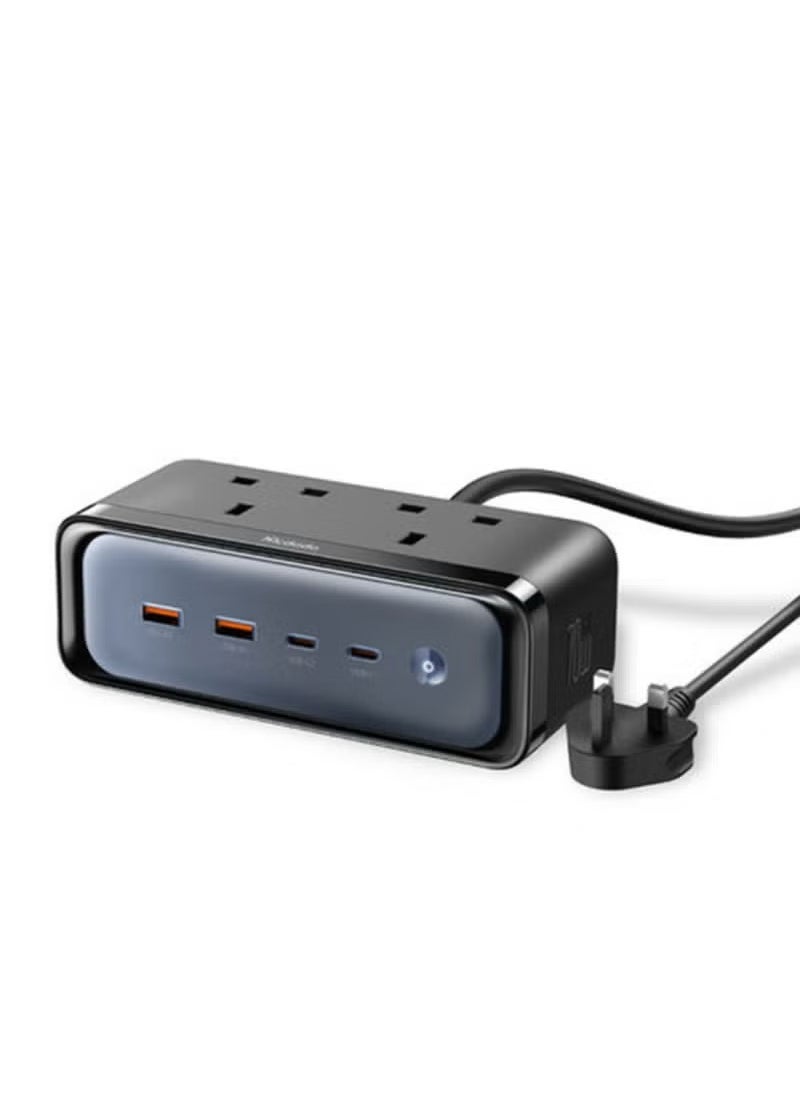 CH-459 6-in-1 Power Strip with 70W GaN Fast Charging – Compact Extension Socket with 3 AC Outlets, 2 USB-A & 1 USB-C Port | Smart Charging, Surge & Lightning Protection | Multi-Port Desktop Charger for Home, Office & Travel Use