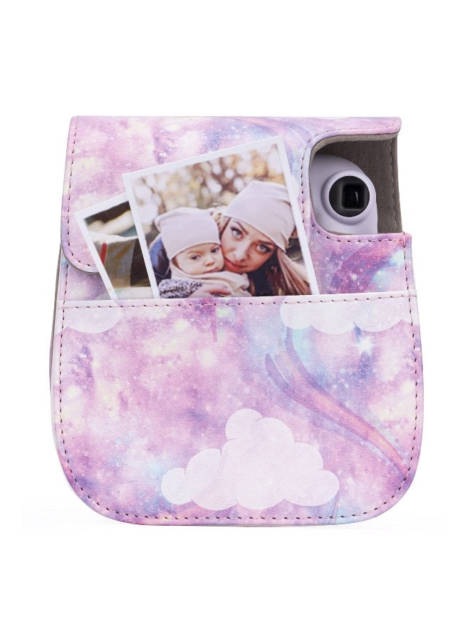Protective  Portable Case Compatible with fujifilm instax Mini 11/ 9/ 8/ 8+ Instant Film Camera with Accessory Pocket and Adjustable Strap (Starry sky Pink)