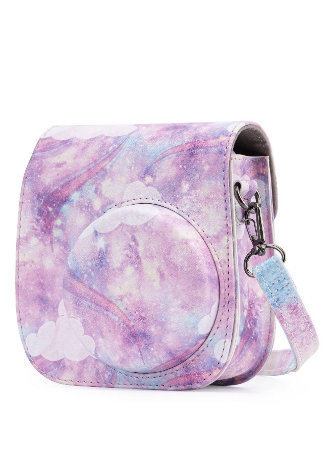 Protective  Portable Case Compatible with fujifilm instax Mini 11/ 9/ 8/ 8+ Instant Film Camera with Accessory Pocket and Adjustable Strap (Starry sky Pink)