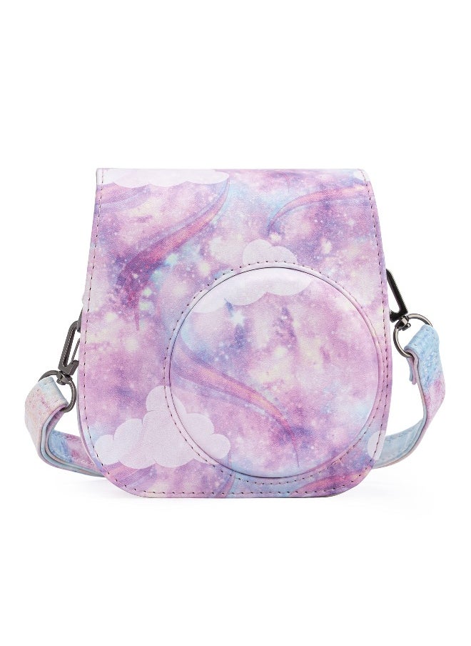 Protective  Portable Case Compatible with fujifilm instax Mini 11/ 9/ 8/ 8+ Instant Film Camera with Accessory Pocket and Adjustable Strap (Starry sky Pink)