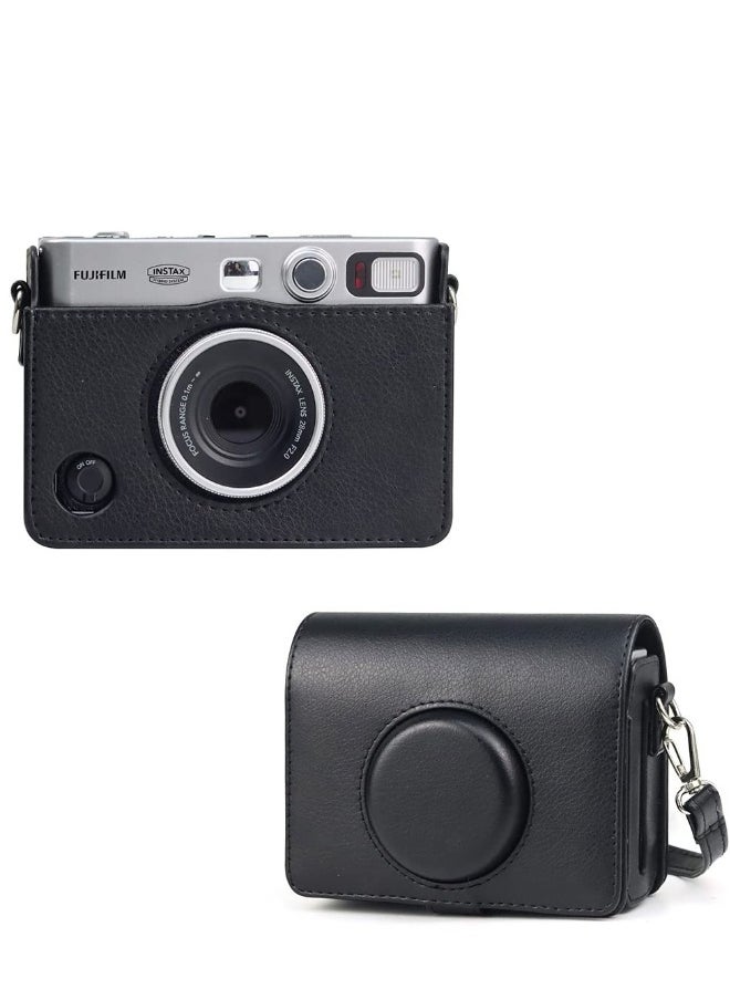 Fuji Mini EVO Camera Case - Compatible with Fuji Mini EVO, Adjustable Shoulder Strap, Black Lychee Texture, Horizontal Style for Ultimate Protection and Style.