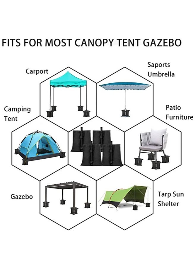 Heavy Duty Canopy Weight Bags - 4 Pack Double-Stitched Sandbags for Tent Legs, Gazebo, Patio Umbrella Base, Outdoor Pop Up Tent, Sun Shelter, Pool Ladder